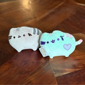 Two small Pusheen plushies :: mint green (NWT)  & grey (GUC) stuffy